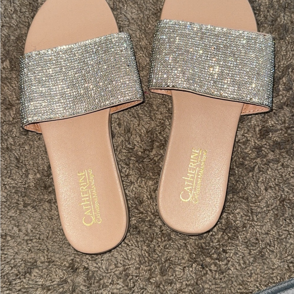 Catherines Silver Glitter Slide Sandals